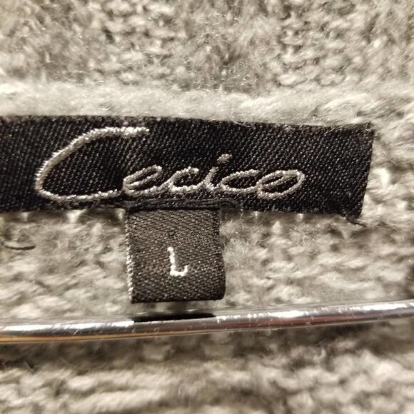 Cecico Silver Gray Chunky Cable Knit Sweater Oversized Size L - Picture 4 of 9
